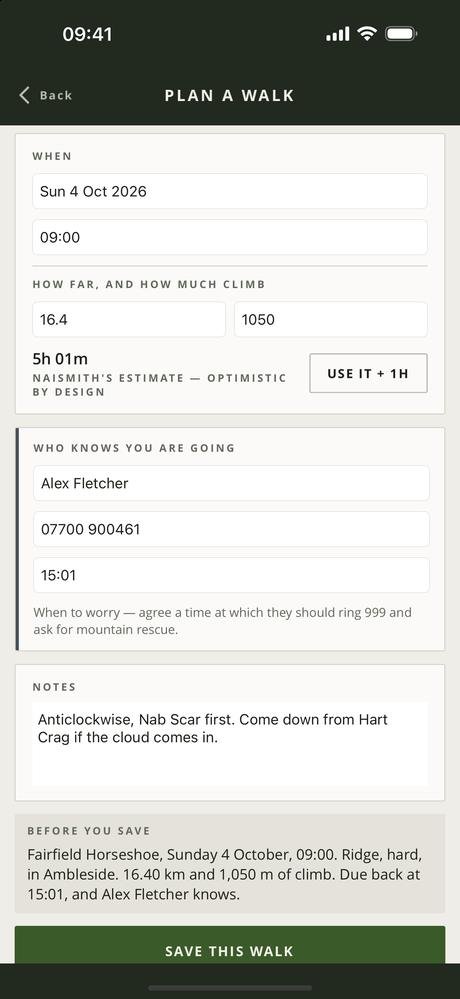 Planning a walk in Peaks and Paths